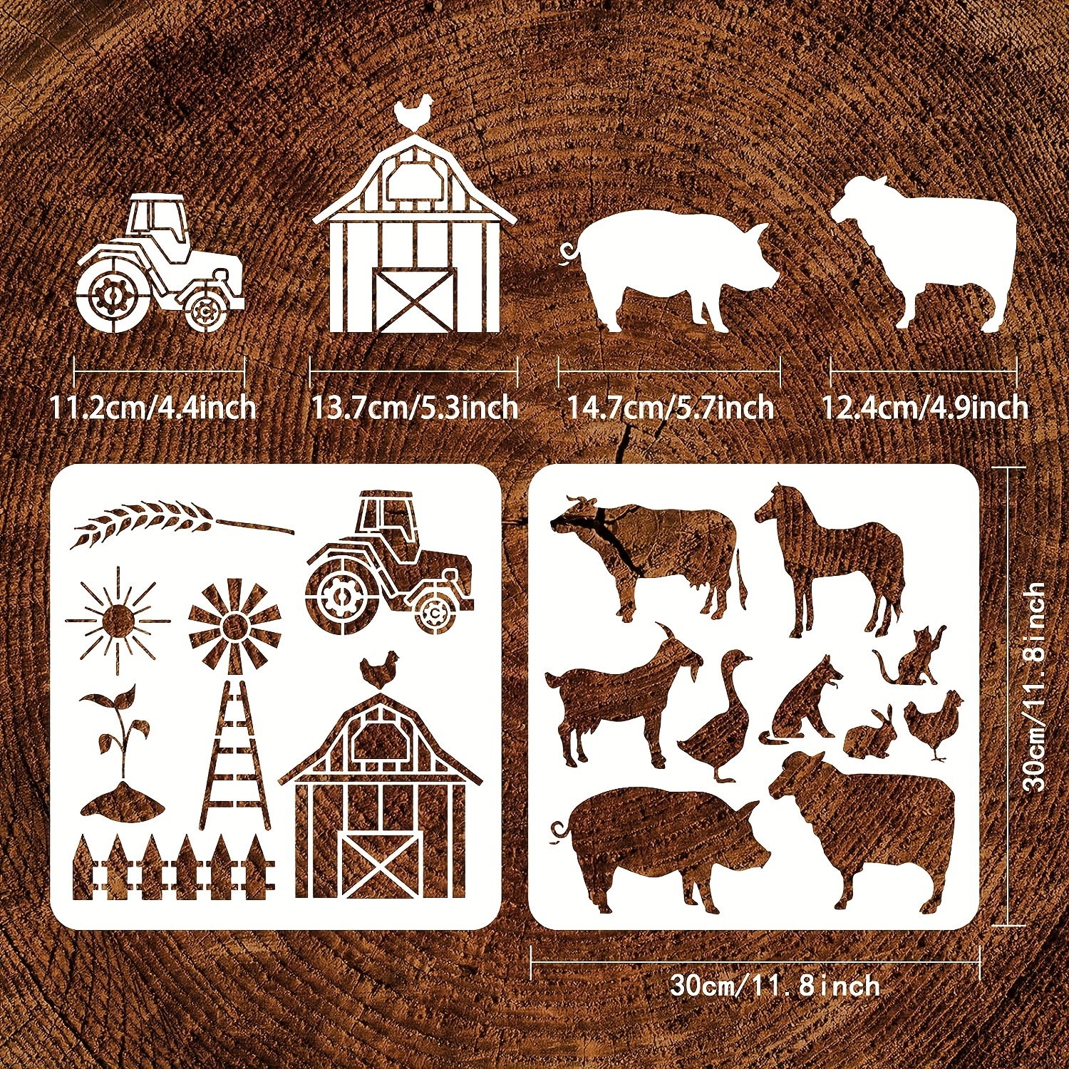 Farmhouse Stencils Reusable Cow Pig Farm Stencils Wood - Temu