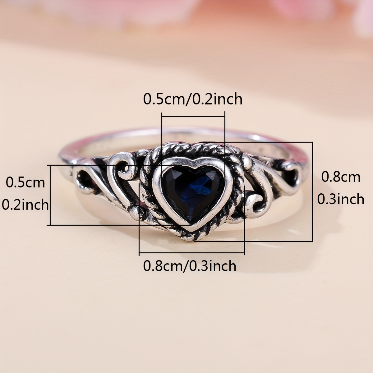 Vintage Promise Ring Inlaid Heart Shape Zirconia In Dark - Temu