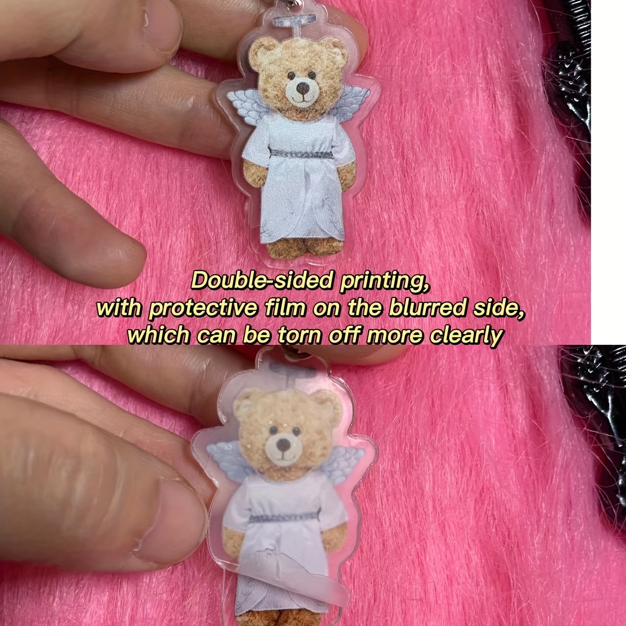 Rainbow Plush Bear Keychain