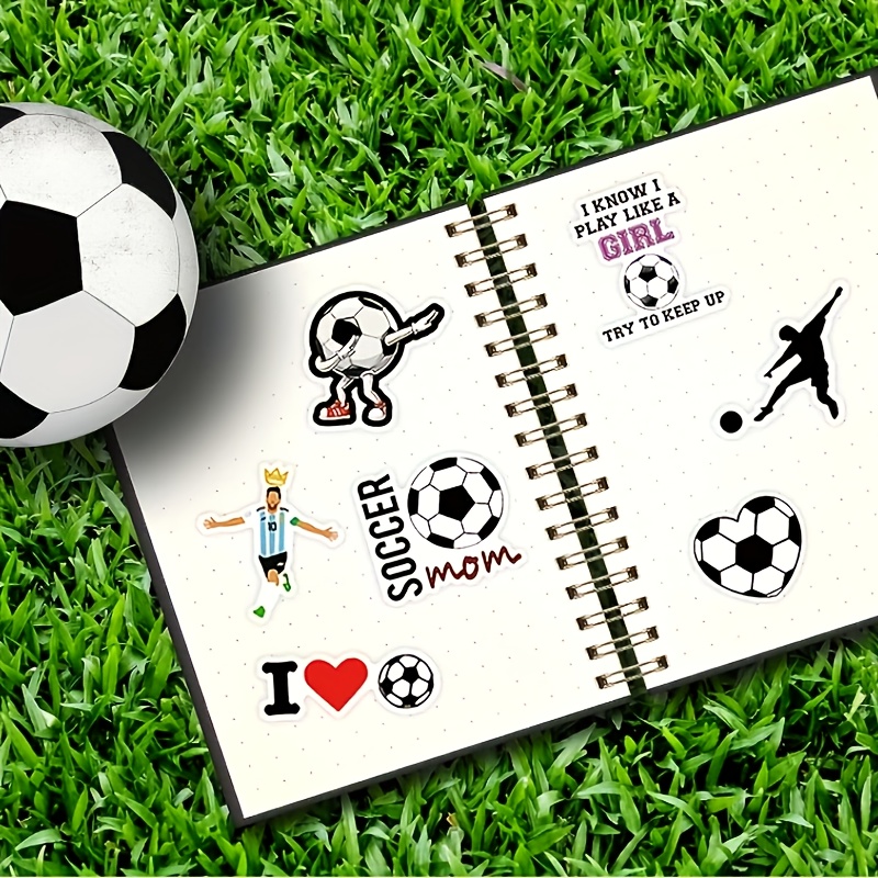 100 PCS Cute Soccer Stickers, Water Bottle Stickers For Kids Teens Waterproof Vinyl Laptop Kids Stickers For Laptop Bumper Skateboard Guitar