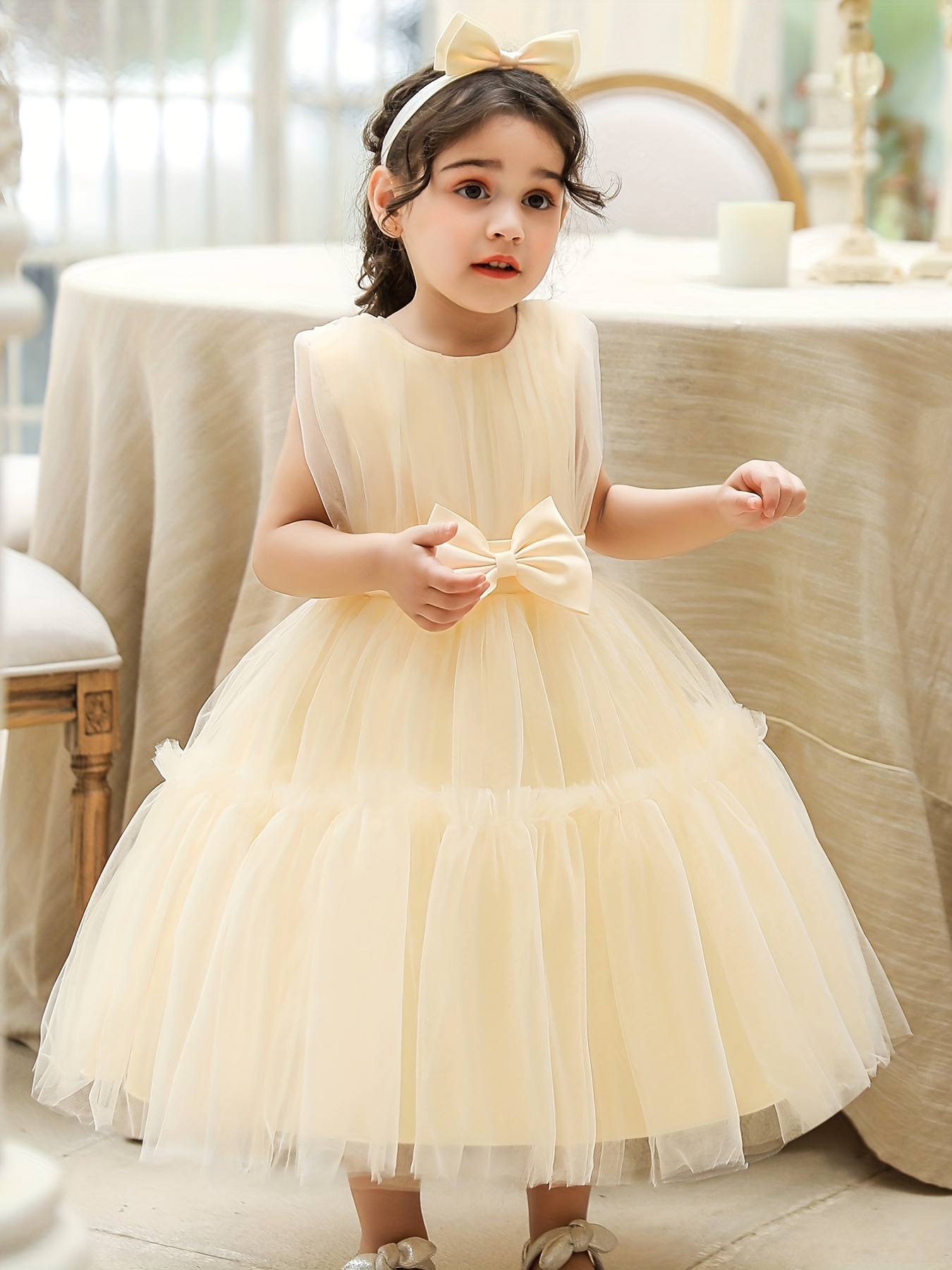 New Exquisite Children's Princess Dress! Cute Sleeveless Bow