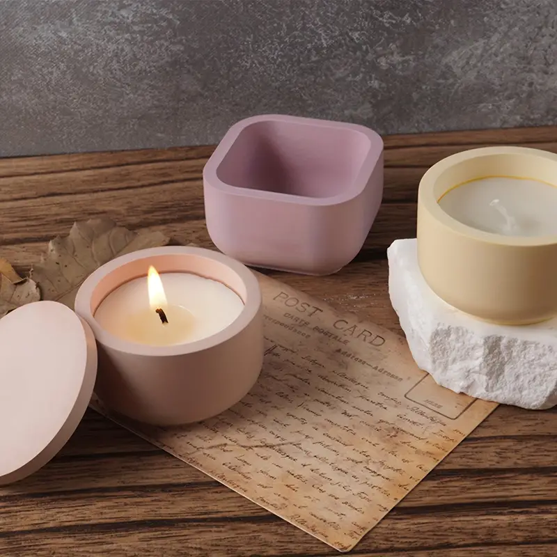 Diy Candle Jar Silicone Mold With Lid Gypsum Candle Jar With - Temu