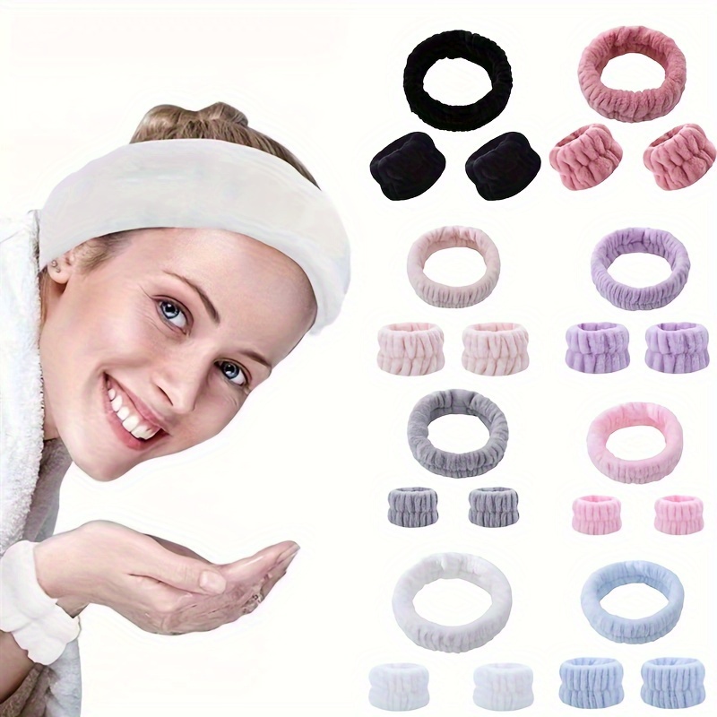 9PCS Coral Headband for Washing Face with Wristband Kit Bowknot