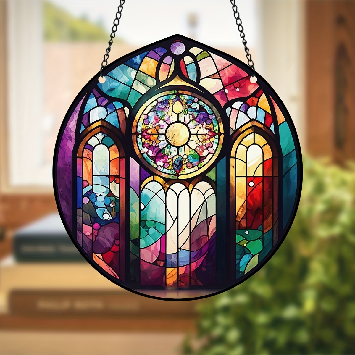 1pc Église Vitrail Suspendus, Décorations Vitrail, Église Suncatcher Pour  Décoration De Fenêtre, Couronne Signe Cadeaux Pour Maman, Pour Intérieur  Extérieur, Économisez Plus Avec Les Offres De