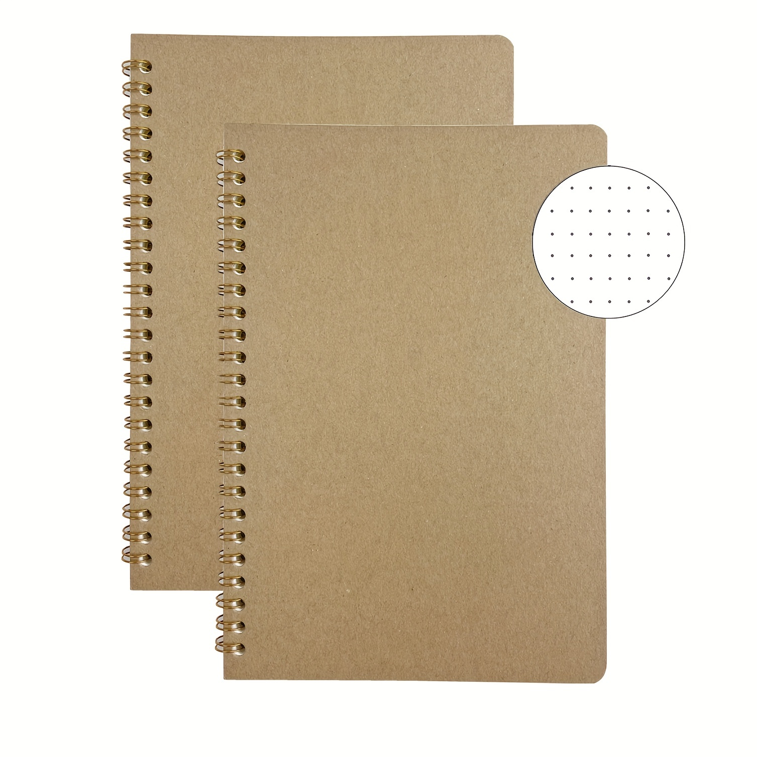 (2-Pack) A5 Dot Grid Notebook 100gsm Bullet Spiral Journal 5.7 x 8.3 inches  - 80 Sheets Per Book, Thick Dotted Paper, Wirebound