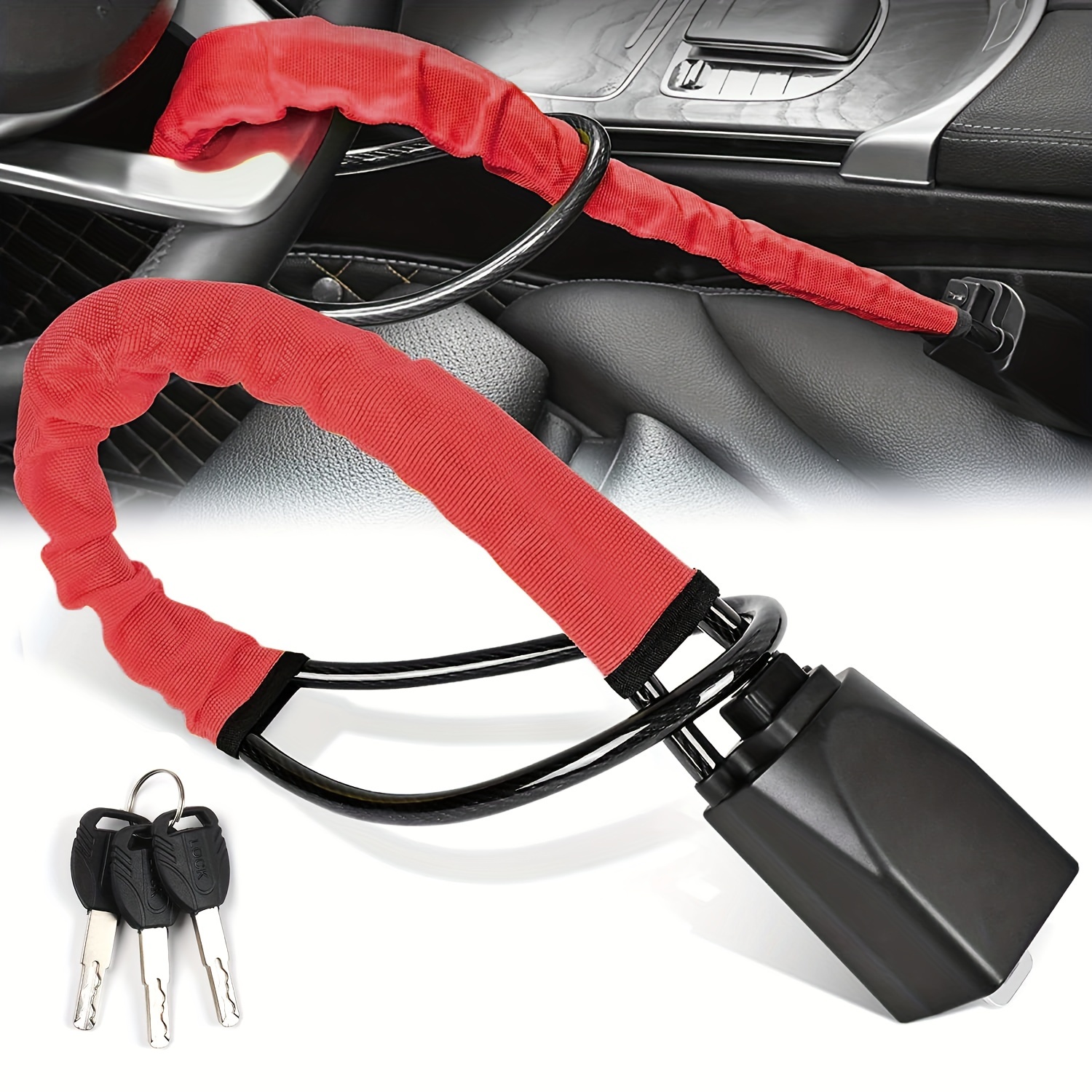 Steering Wheel Lock Seat Belt Lock Universal Anti Theft Device