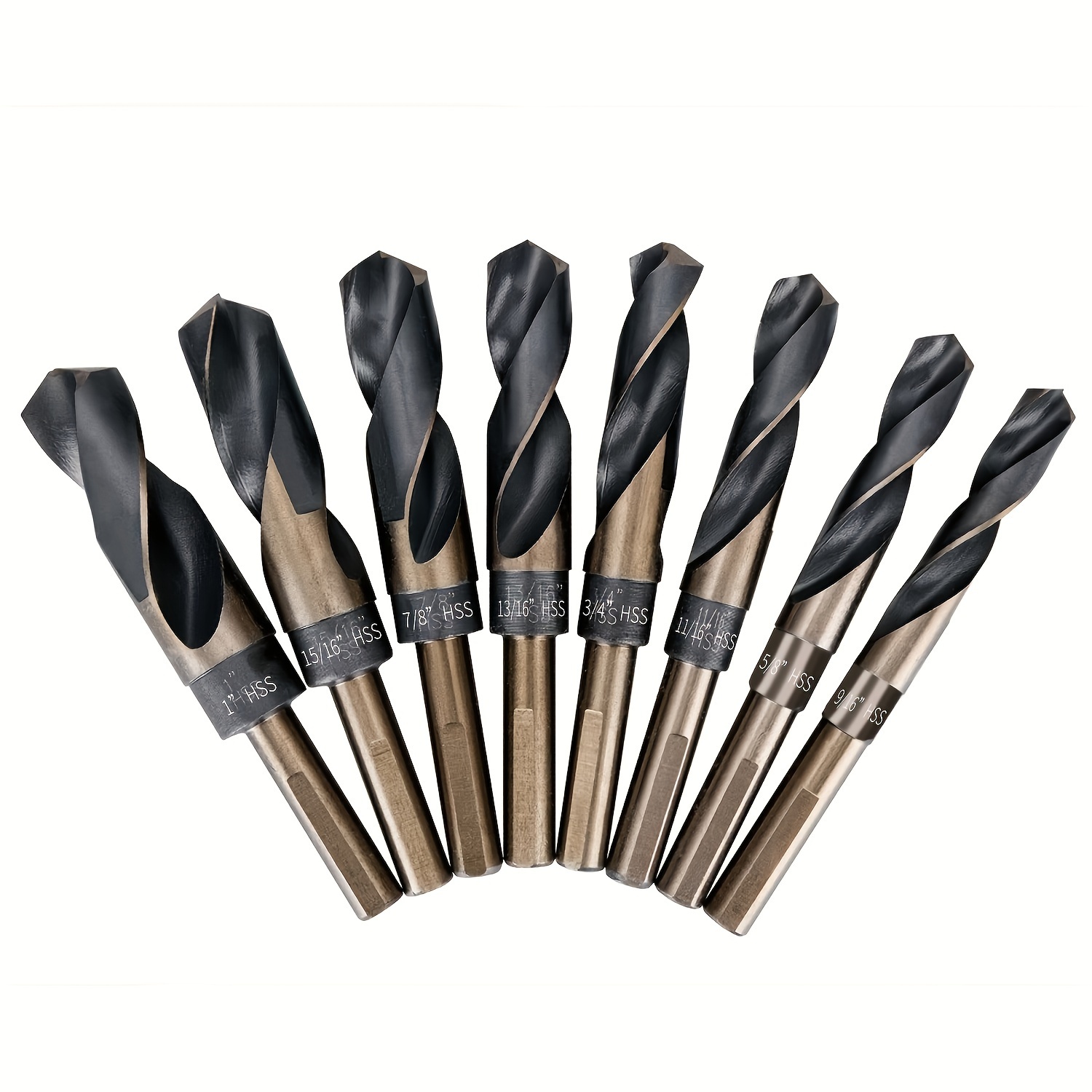 

8pcs/bag M2 High Speed Steel Equal Shank Twist Drill Bits Set, Available In Pouch And Aluminum Carrying Case, 135 Degree Open Edge Tip Sae Inch Size