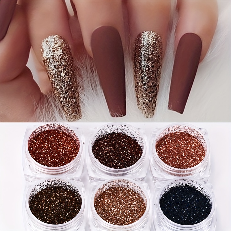 Coffee Brown Shiny Nail Art Glitter Fine Powder Finely - Temu