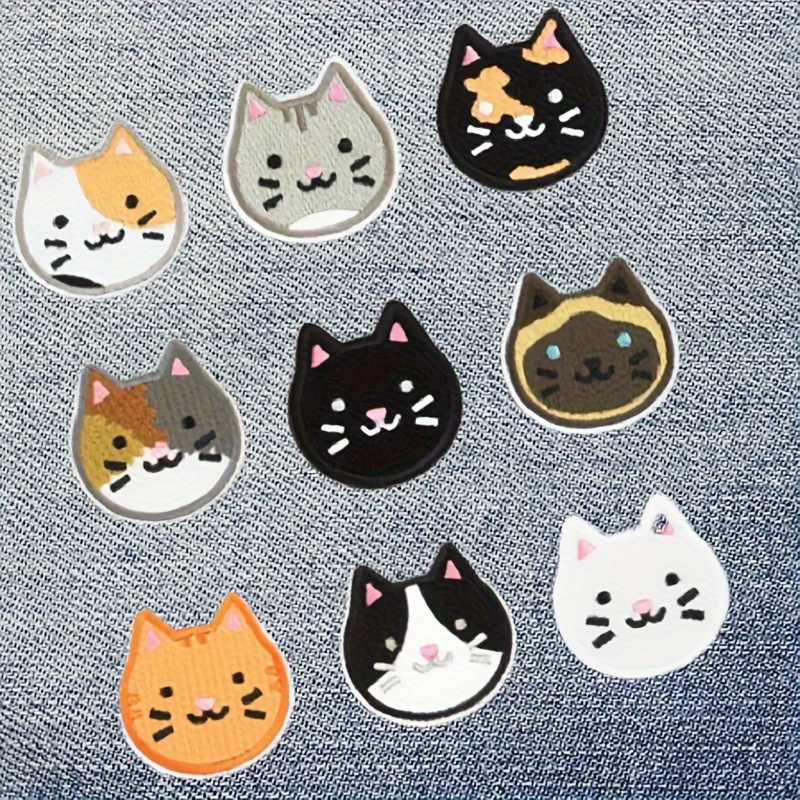 9pcs Cute Cat Embroidered Sew On Iron On Kitten Patch For Shirts Jeans Hats Backpack Applique Accessory