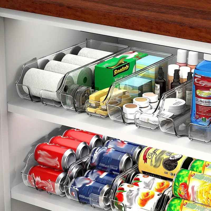 Organizador para refrigerador, dispensador de latas de plástico  transparente y estante para almacenamiento de alimentos enlatados, soporte  para latas de refrescos para nevera, cocina, encime YONGSHENG 1327533310062