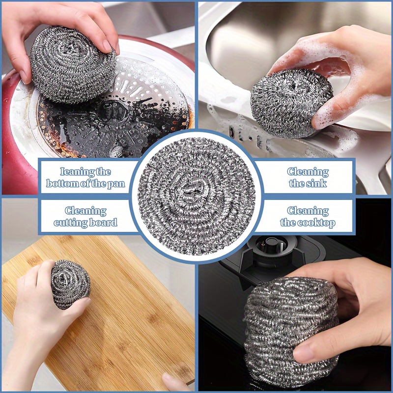 Dishwashing Wire Ball, Stainless Steel Wire Ball Scrubber, Metal Scrubber,  Pot Scrubber, Kitchen Cleaning Scrubber Ball, For Dish, Bowl, Pot, Stove,  Range Hood, Sink, Bathroom Cleaning Scrub Ball, Cleaning Supplies - Temu