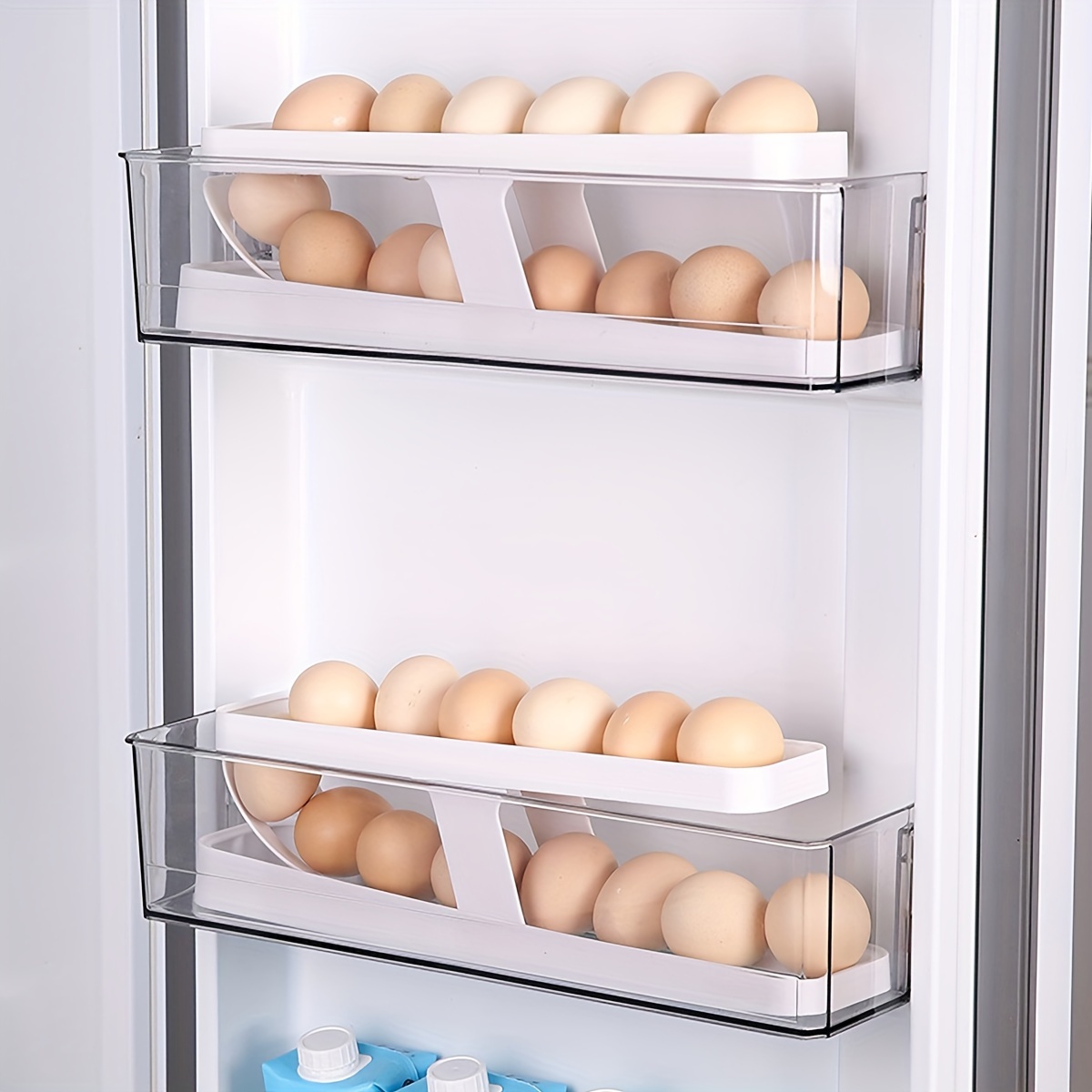 Caja de huevos de plástico translúcido creativa, refrigerador de