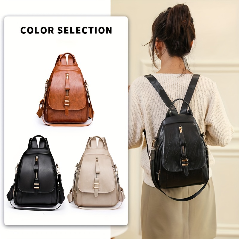 Retro Flap Backpack Women Multi Layer Crossbody Bag Small Temu