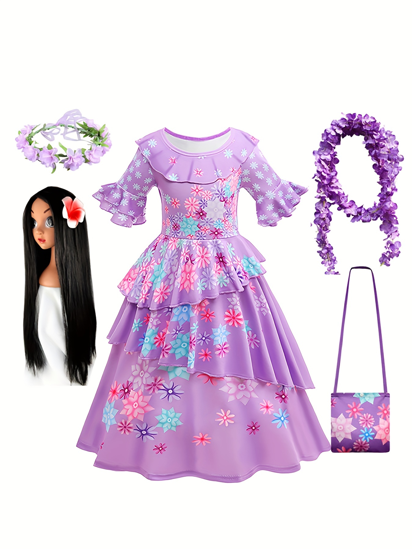Jasmine Dress Kid Girls Princess Costume Fun Halloween Party Fancy Flower  Fairy Dress Up Dance Wear Outfit For Girls - Temu