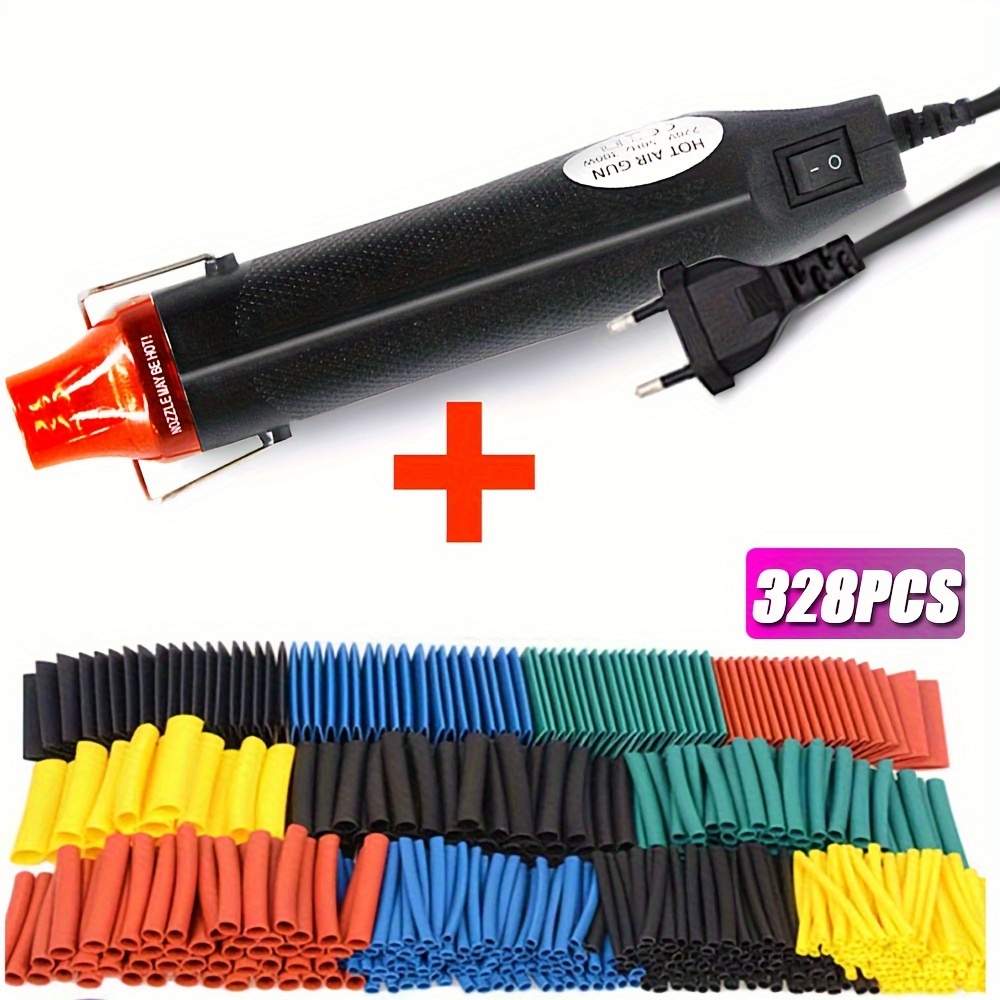 300W Electrical Mini Heat Gun Handheld Hot Air Gun with Colorful Heat Shrink  Butt for DIY Craft Embossing Shrink Wrapping PVC