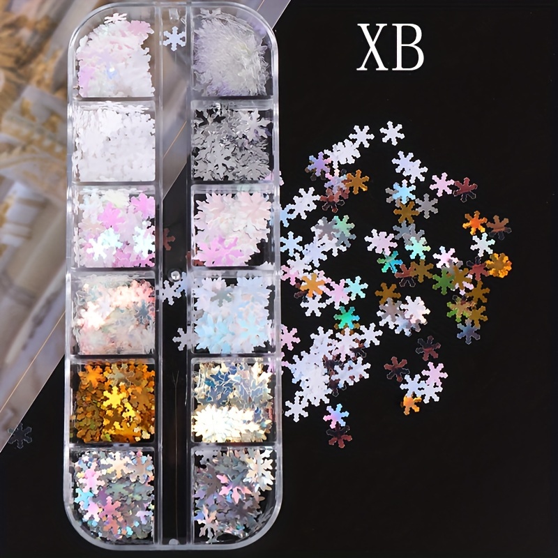 Snowflake Glitter Nail Sequins 3d Colorful Christmas - Temu