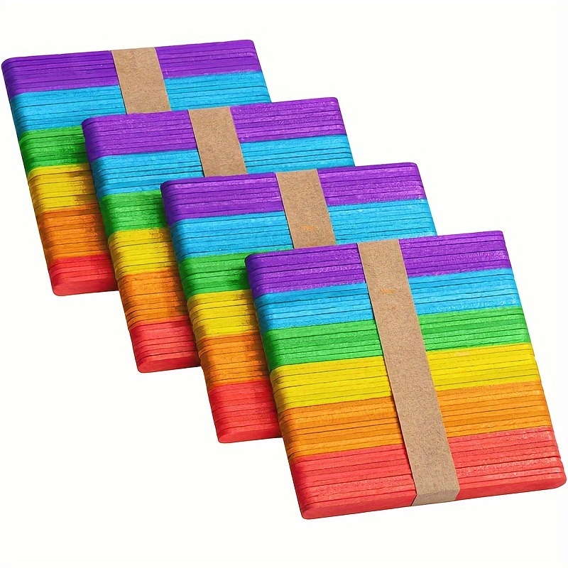50Pcs Colored Wooden Craft Sticks Rainbow Craft Popsicle Sticks For DIY  Home Art Project Children's Handicrafts Creative Designs