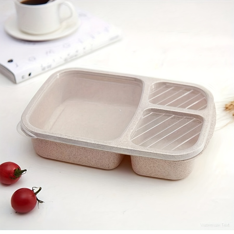 Multi-color Wheat Straw Bento Box Divided With Flip Top Lid