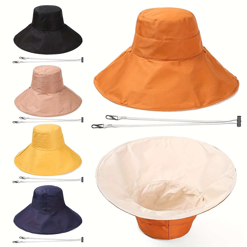 Minimalist Uv Protection Bucket Hat Women Wide Brim Beach - Temu