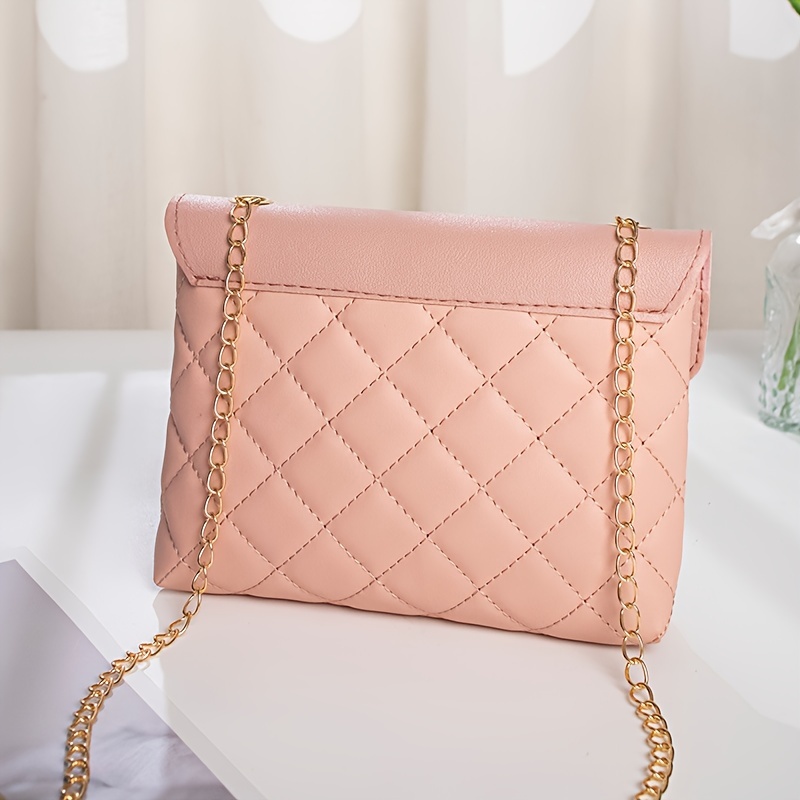 PU leather Crossbody Bags for Women rhombus tote Purses and Handbags  Lightweight Messenger Shoulder Purse Bags (Pink,S)