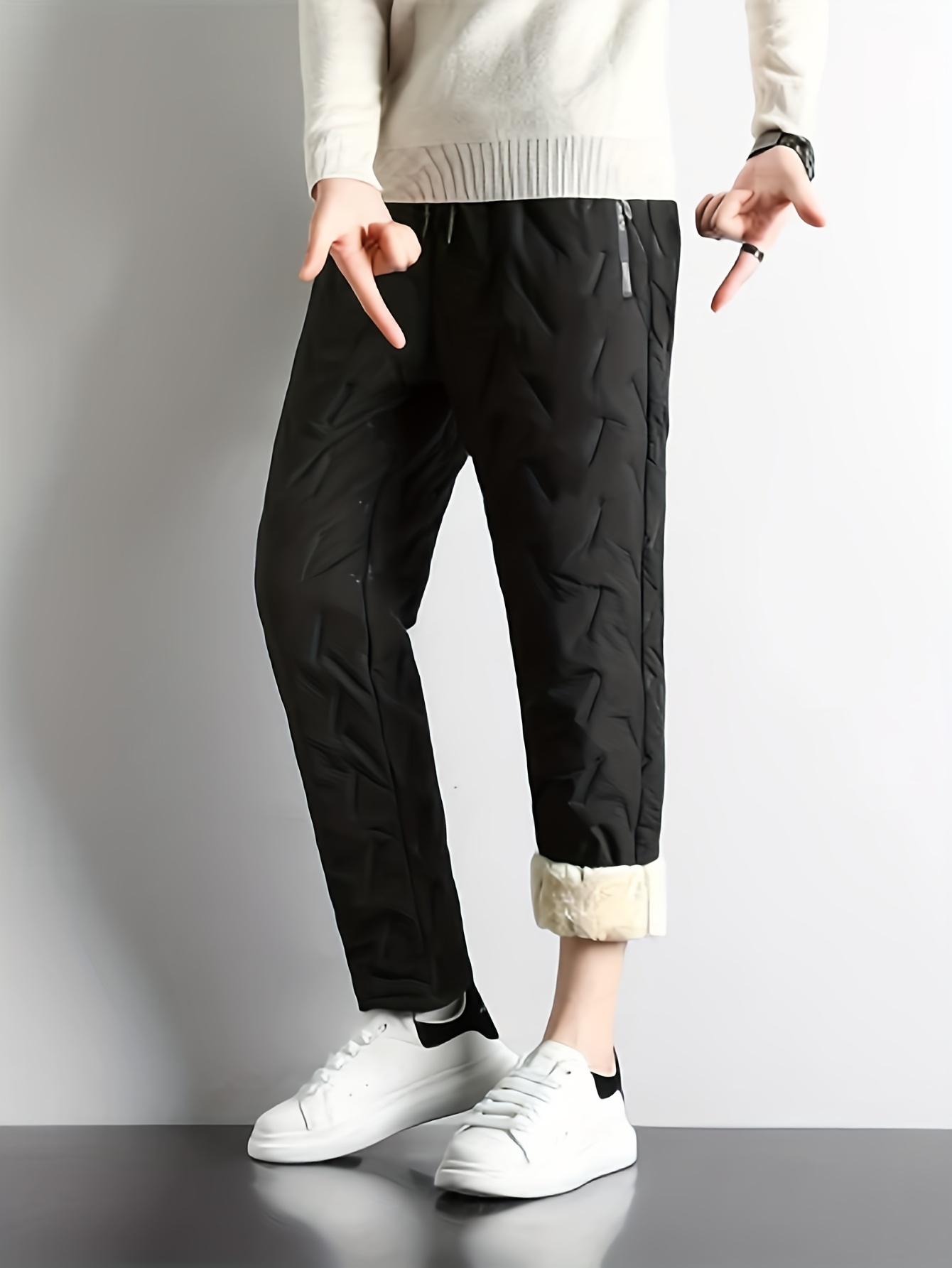 Women's Thick Fleece Lined Pants Long Trousers Warm Sweatpants