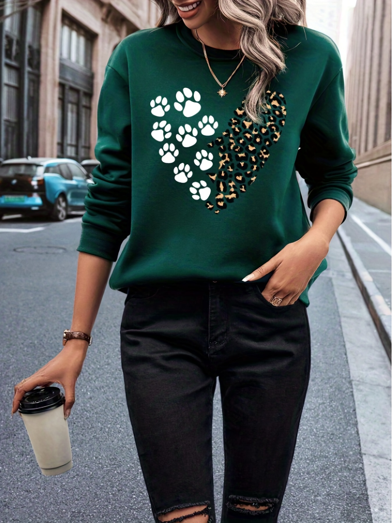 Paw store print sweater