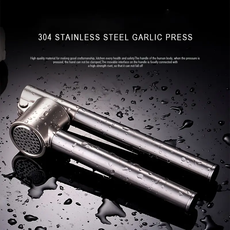 Garlic Press Mincer - 304 Stainless Steel Garlic Crusher & Peeler Set
