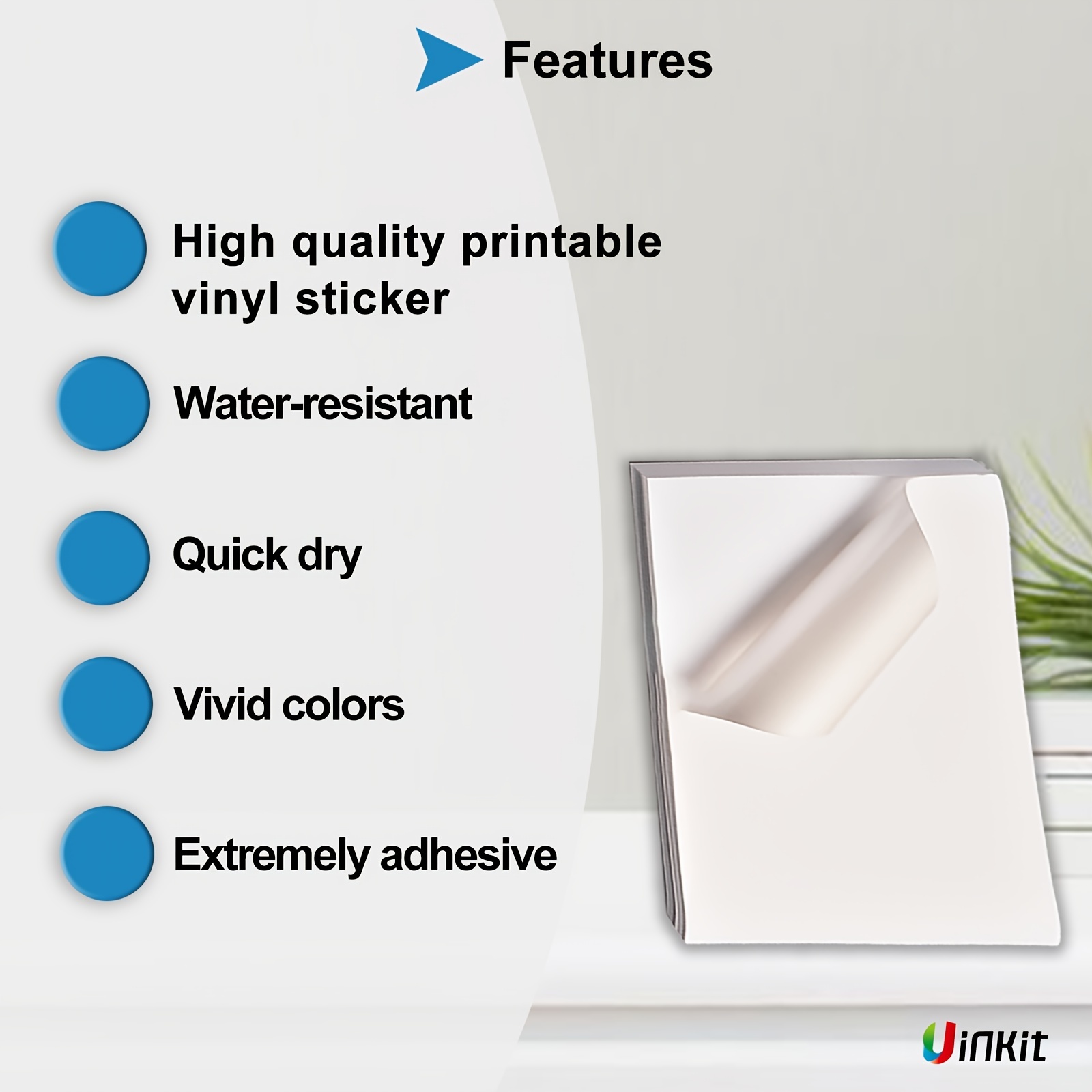 Bulk 100 Printable Vinyl Sticker Paper Glossy White Waterproof Inkjet  Printer