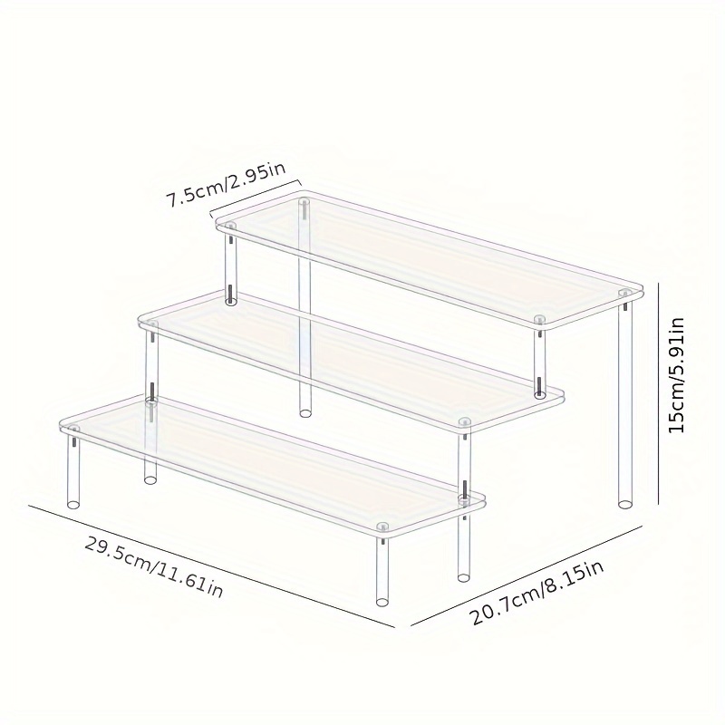 Transparent acrylic stand, 3 shelves, organizer, shelf, for cosmetics,  product display, for gel polish, for decor, for rubbing