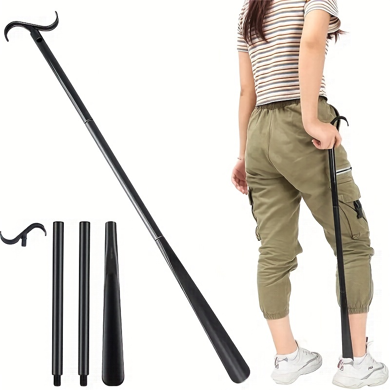 

1set 35"/88.9cm Long Dressing Stick With Shoe Horn With Sock Removal Tool, Adjustable Extended Dressing Aids For Shoes, Shirts Pants