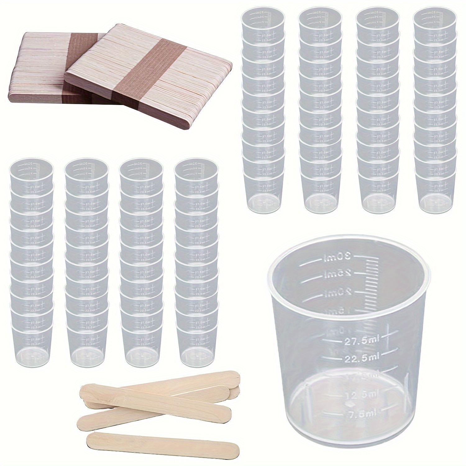 Plastic Measuring Cups Disposable Mixing Cups Wooden Mixing - Temu