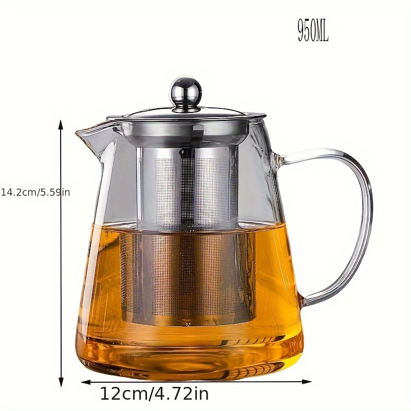 Glass Teapot With Stainless Steel Infuser, Heat Resistant Glass Tea Pot,  Can Be Used On Gas Stove Top, Summer Winter Drinkware - Temu