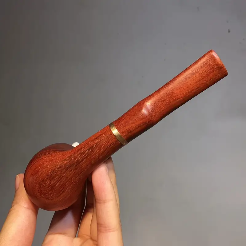 1pc small leaf sandalwood straight rod tobacco pipe boys and girls domineering tobacco pipe traditional tobacco pot pipe cigarette high end filter clean lung permanent pull rod new style tobacco pot details 5