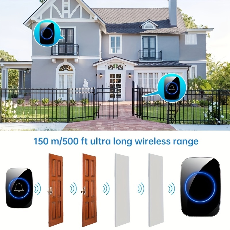 Timbre inalámbrico para exteriores, timbre de puerta de casa inteligente a  prueba de agua IP65, Kit de timbre de 39 tonos, alarma de seguridad con  Flash LED de 150M - AliExpress
