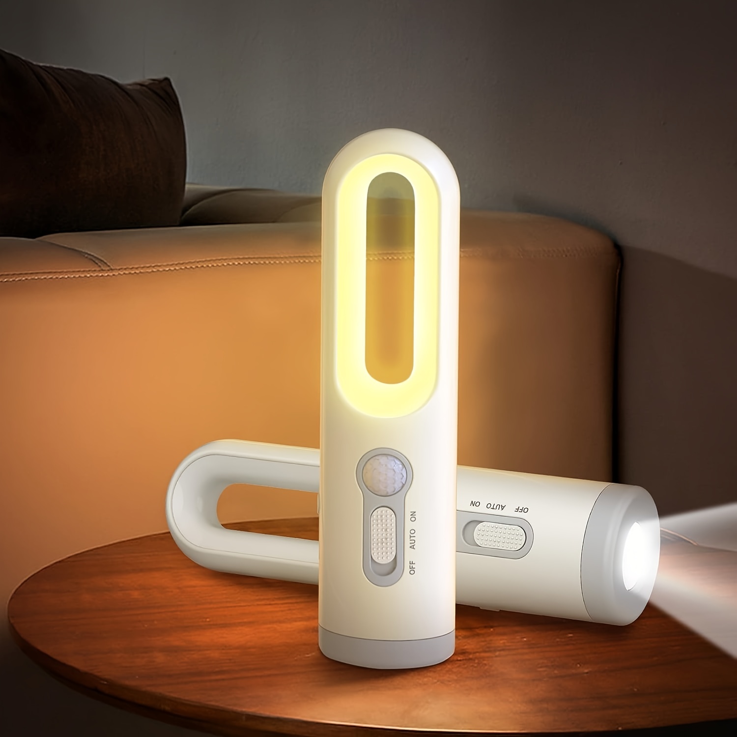 

1pc Motion Sensor Night Light, Rechargeable Portable Led Night Light, With Flashlight With Dusk To Dawn Sensor, For Bedroom, Bathroom, Nursery, Toilet, Reading, Camping