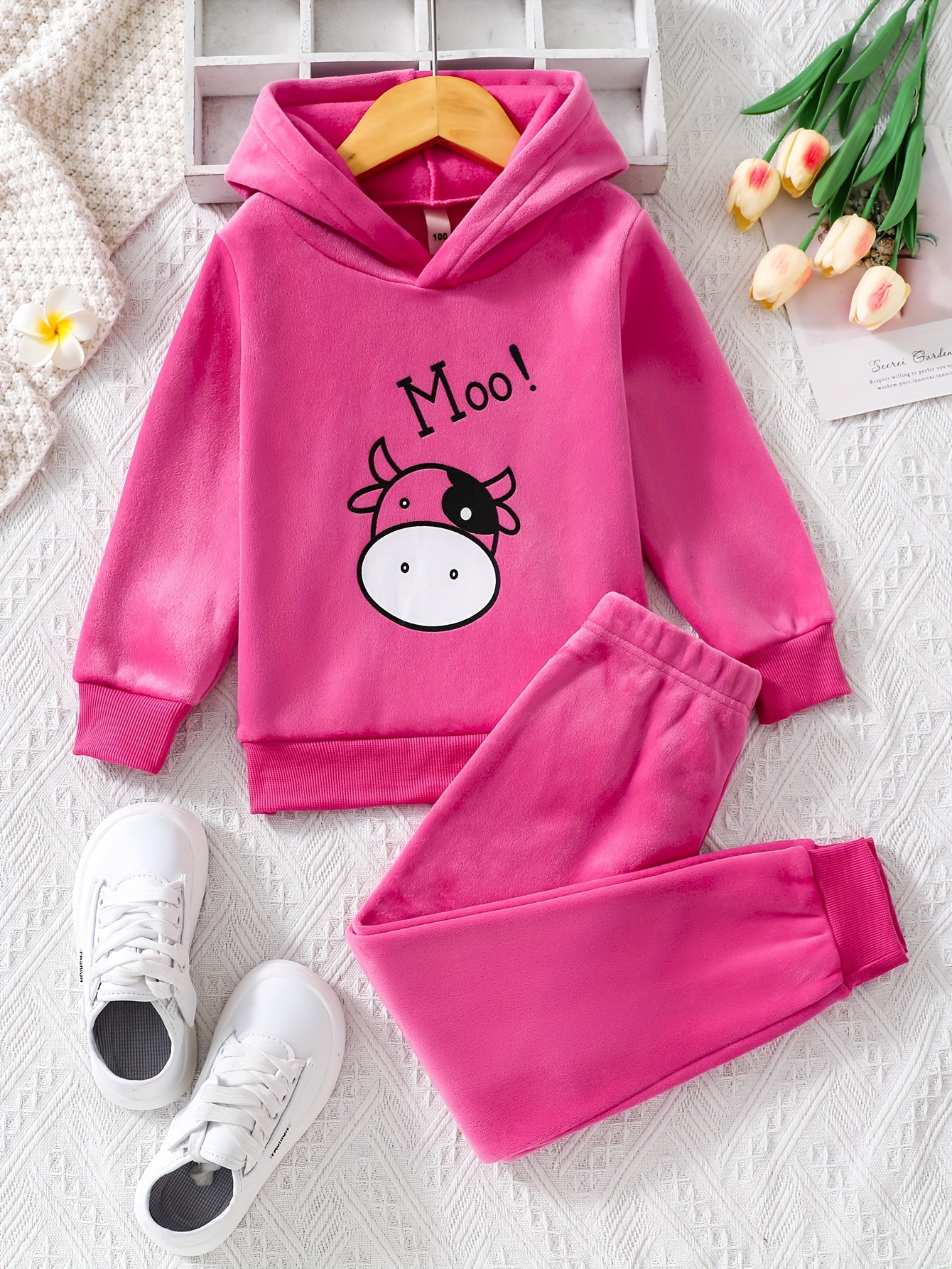 Moo Baby Cow Embroidered Crewneck Sweatshirt