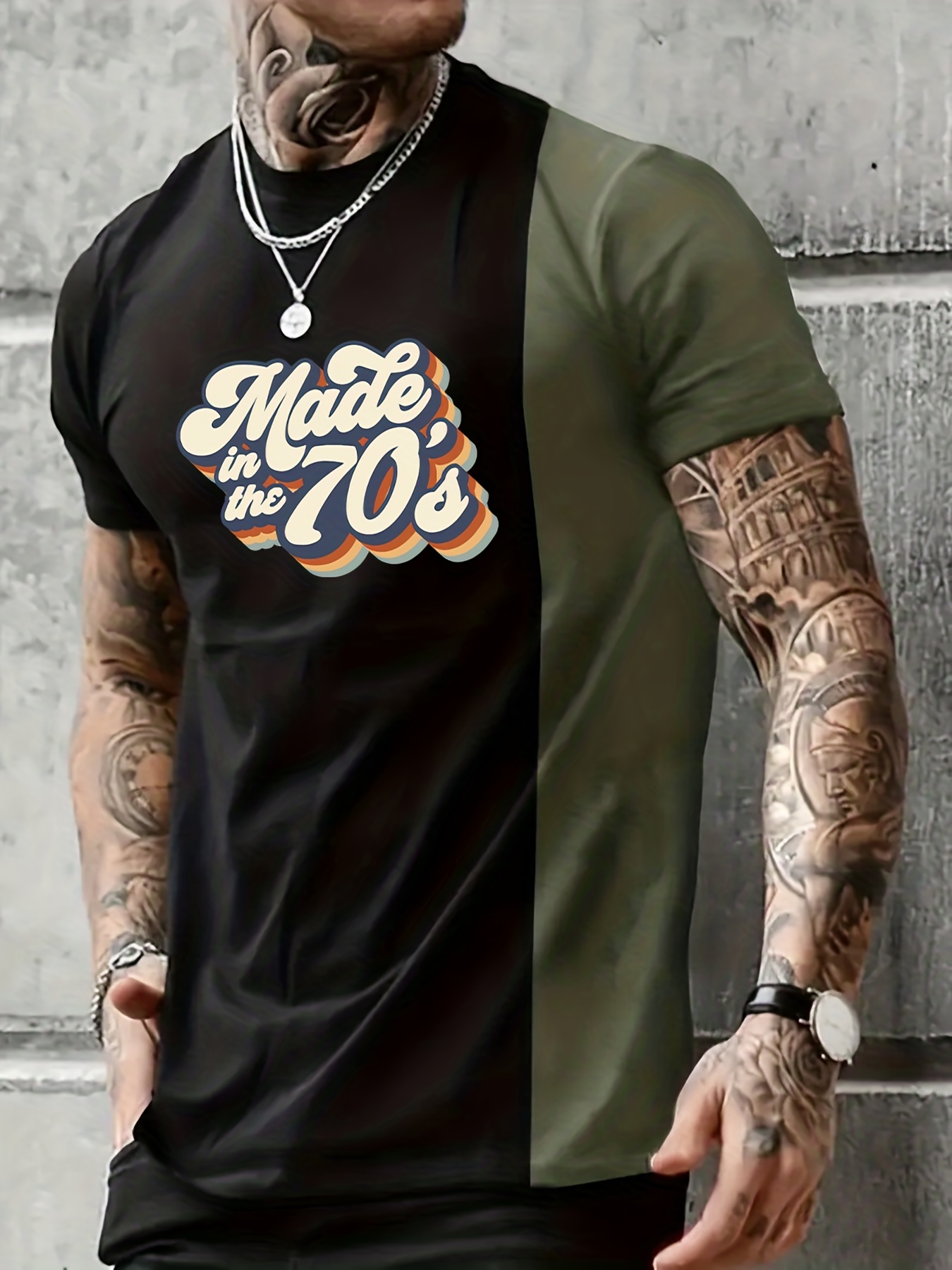 made In 70's Trendy T-shirt For Men, Plus Size Comfy Summer