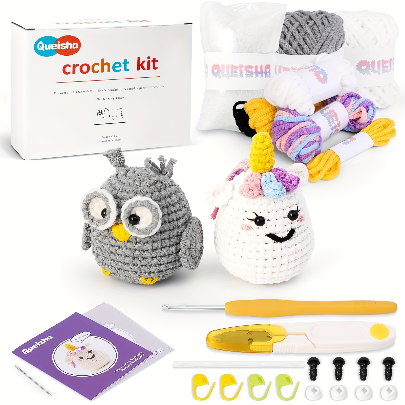 The Woobles Beginners Crochet Kit with Easy Peasy Yarn, Crochet Kit for  Compl