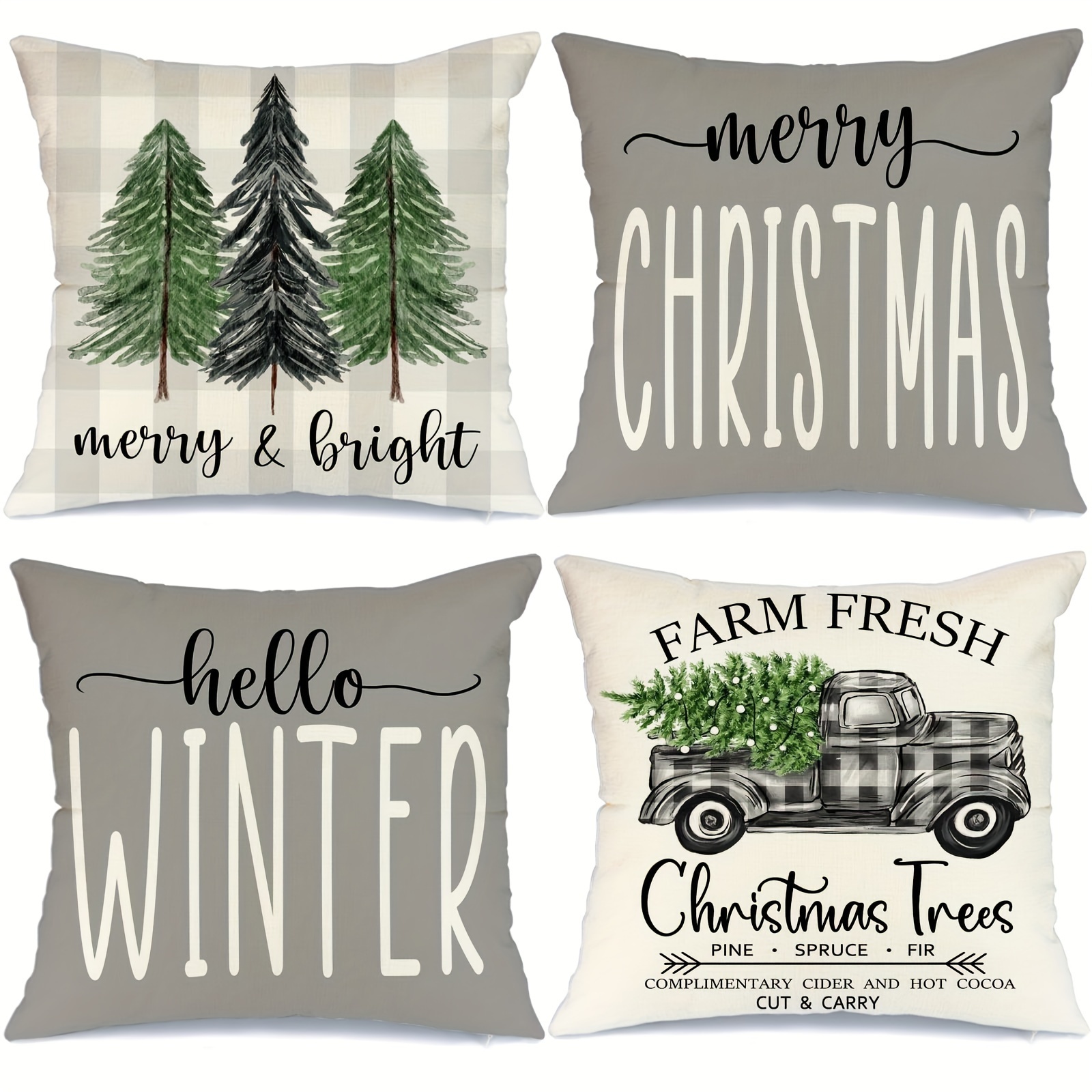 Linen Mixed Woven Christmas Throw Pillowcase Rustic - Temu