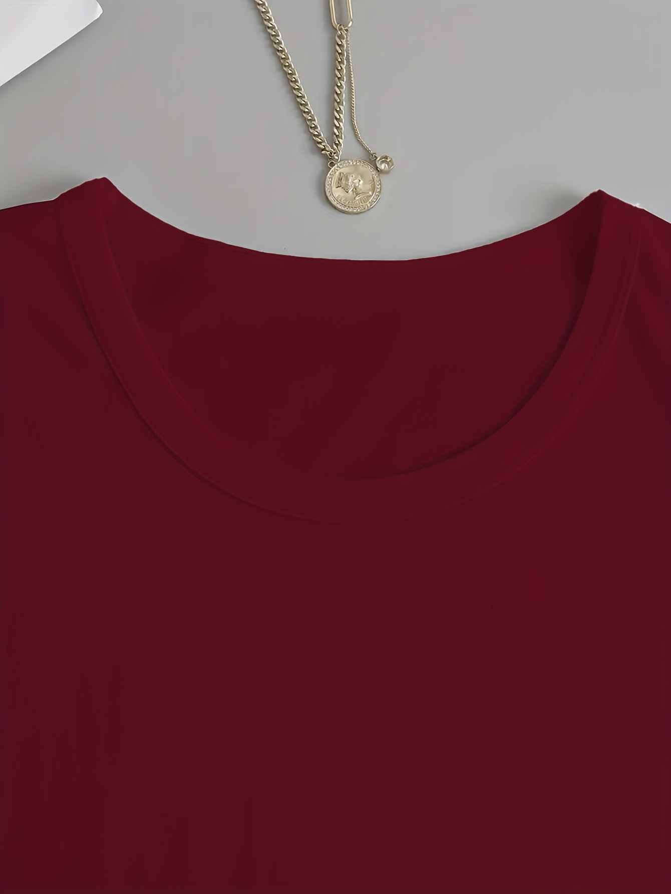 Solid Crew Neck T-Shirt, Casual Long Sleeve Top For Spring & Fall, Women's Clothing