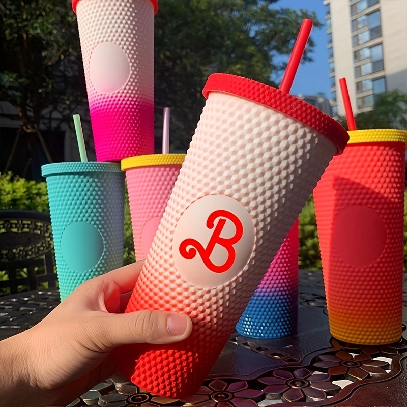 Studded Matte Cup Tumbler With Lid And Straw Bling Plastic - Temu