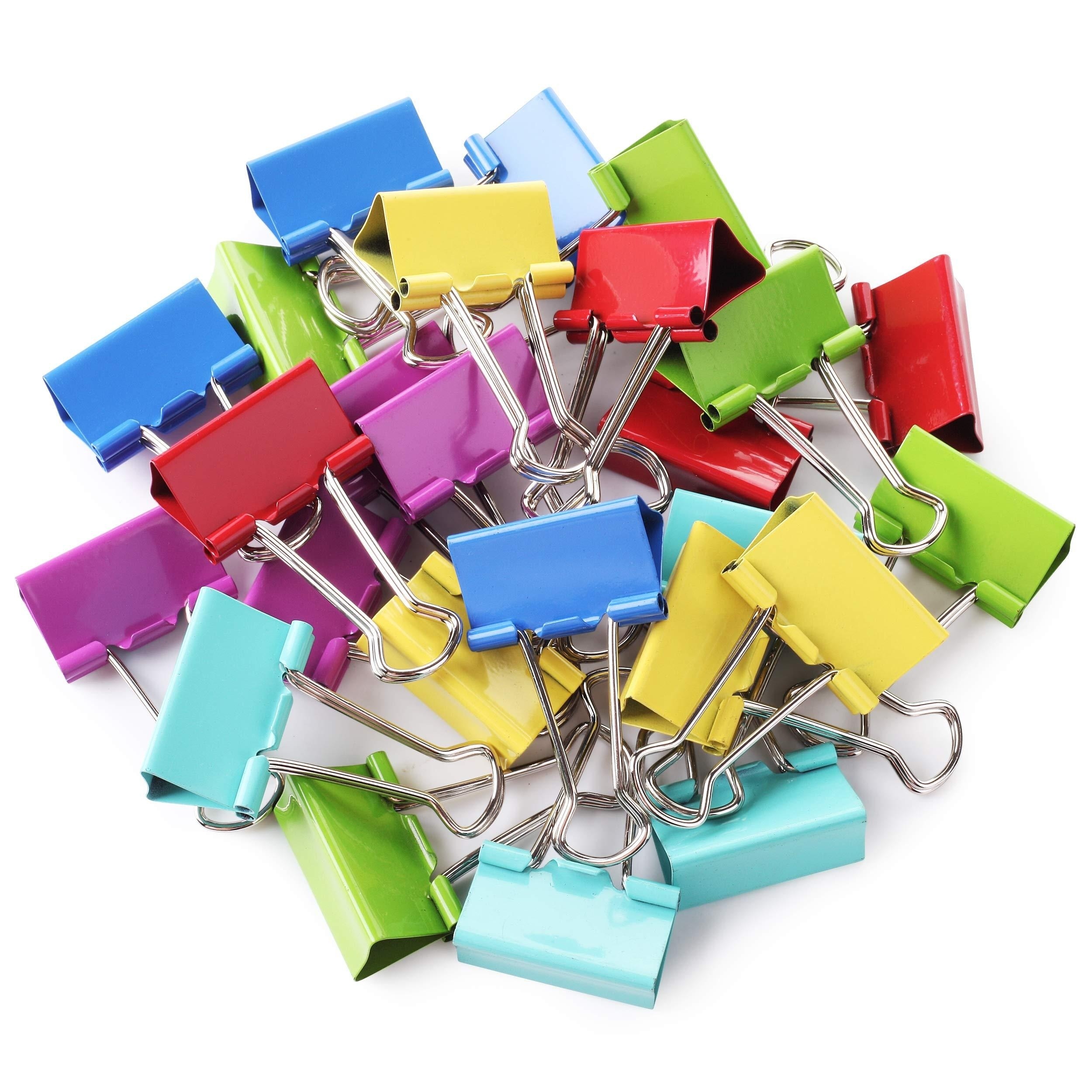 

24pcs Medium-sized Colored Binder Clips, Medium-sized, Colored Binder Clips, Clips, Paper Clips, Binder Clips, Paper Clamps, Office Clamps