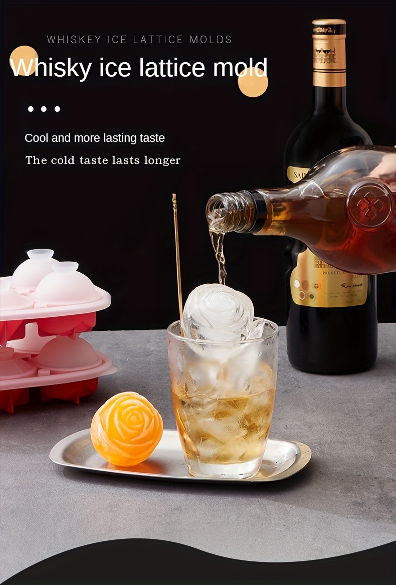 2PCS Ice Cube Trays, Silicone Square Ice Cube Mold for Whisky & Large  Sphere Ice Ball for Bourbon & Cocktail, with Funnel & Lids, Easy Release To  Keep Drinks Chille, Reusable 
