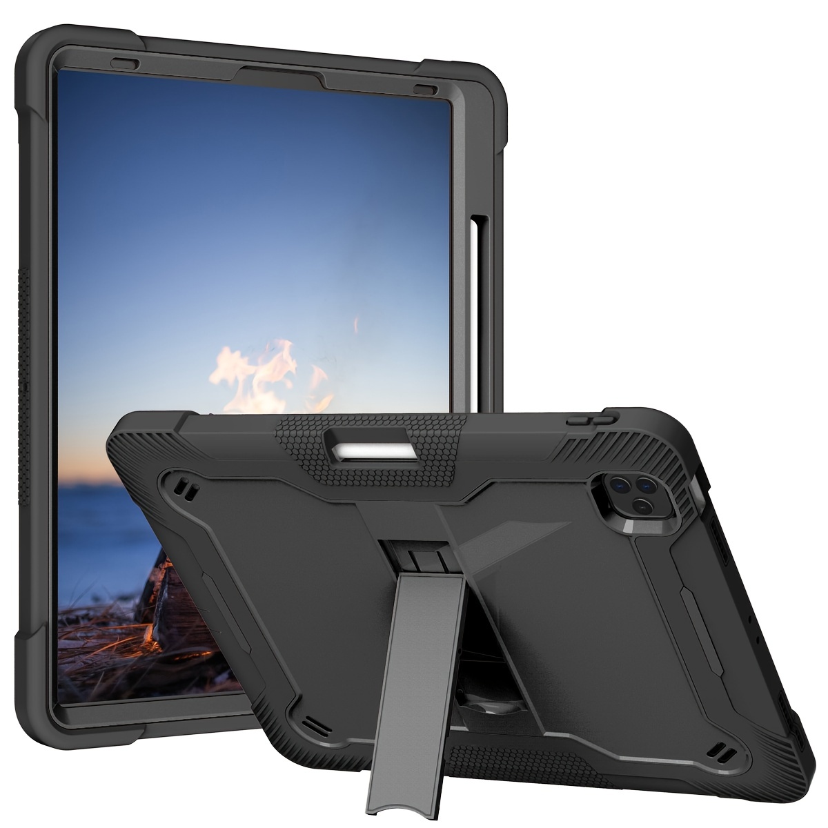 Protective iPad (9th, 8th, and 7th gen) case  Defender Series with  Kickstand & Hand Strap