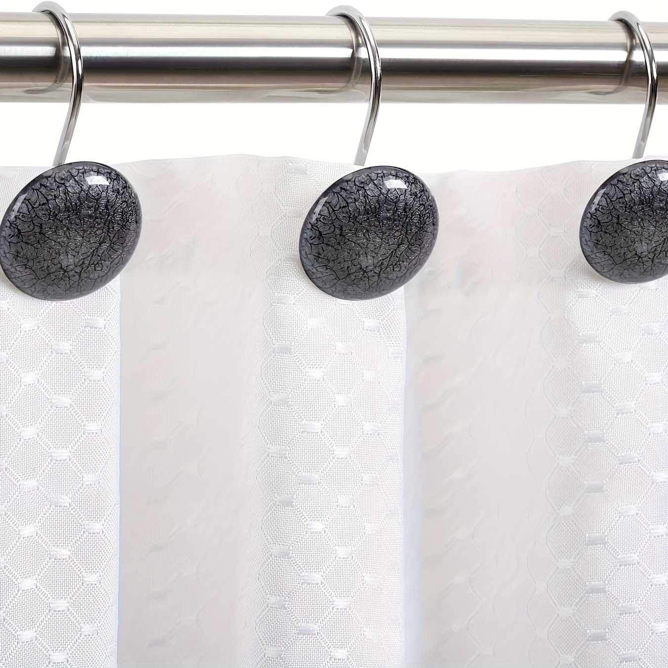 Shower Curtain Hooks 12PCS Metal Rust Resistant Decorative Shower