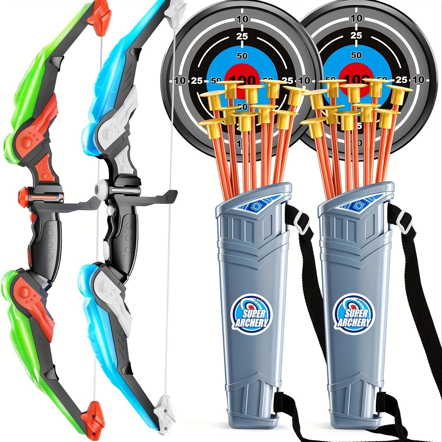 Bow And Arrow Set, Luminous Archery Toy Set, Indoor And Outdoor Toy Play  Equipment For Boys And Girls