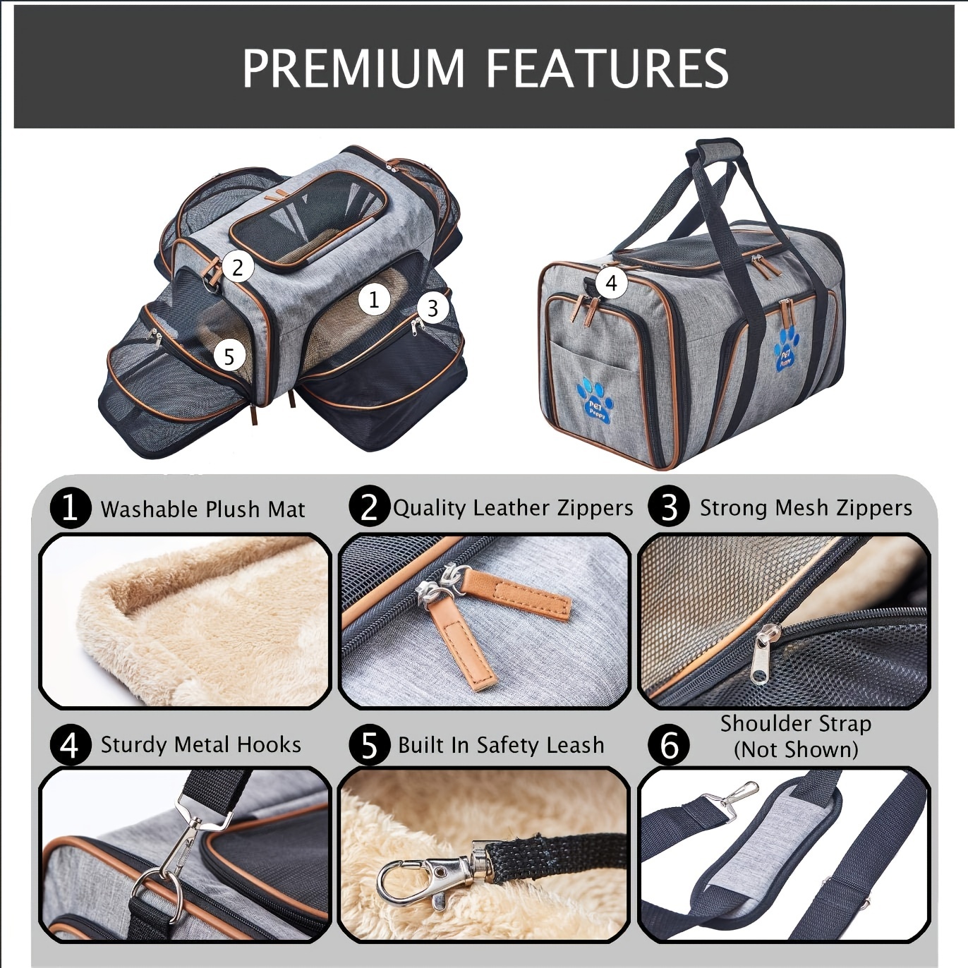 Airline Approved Expandable Cat Dog Bag Carrier Two Side - Temu