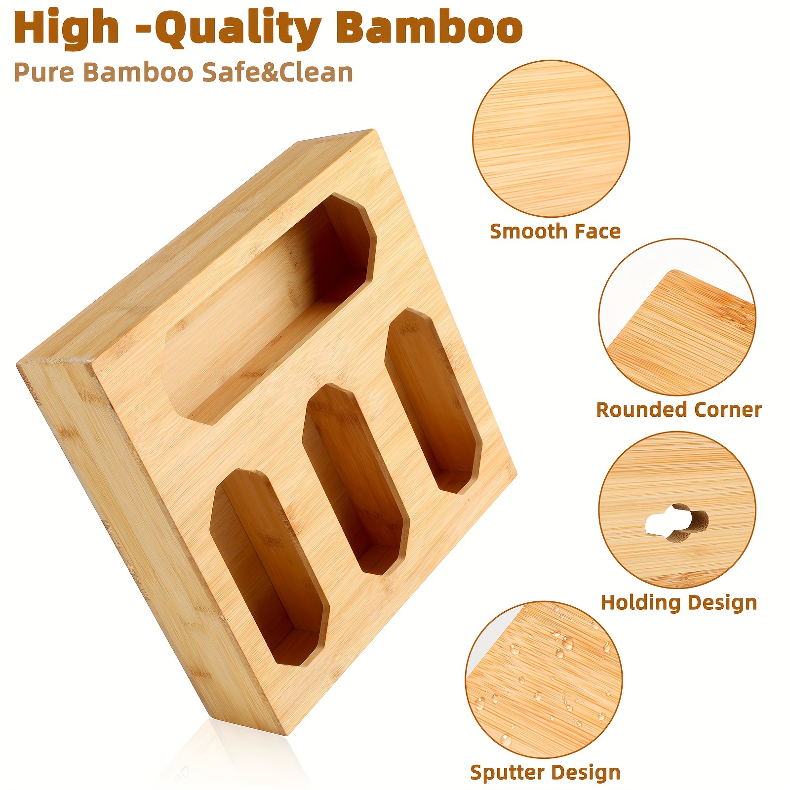 Ziplock Bag Bamboo Storage Organizer for Kitchen Drawer Wooden