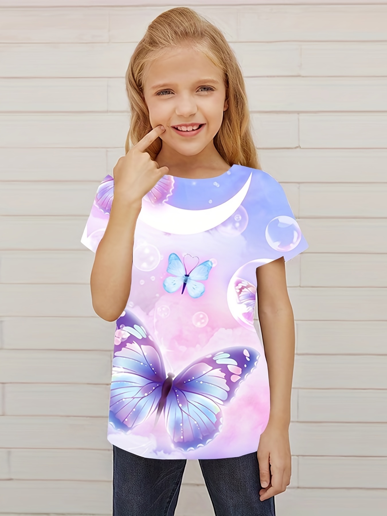 Camiseta Niña Estampado Mariposas En 3d Verano Ropa Niños - Temu Chile