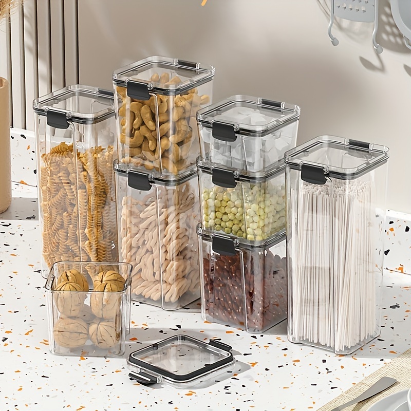 1pc Plastic Food Storage Jar, Minimalist Clear Food Storage Jar For Kitchen